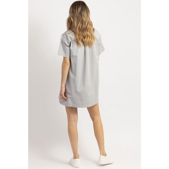 NWT Crescent Gray Contrasting Pocket Front Shirt Mini Dress Size Small - Picture 3 of 12